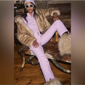 Fire and Ice x LoveShackFancy lilac Ski Pants with Orange Zippers size 2/xxs